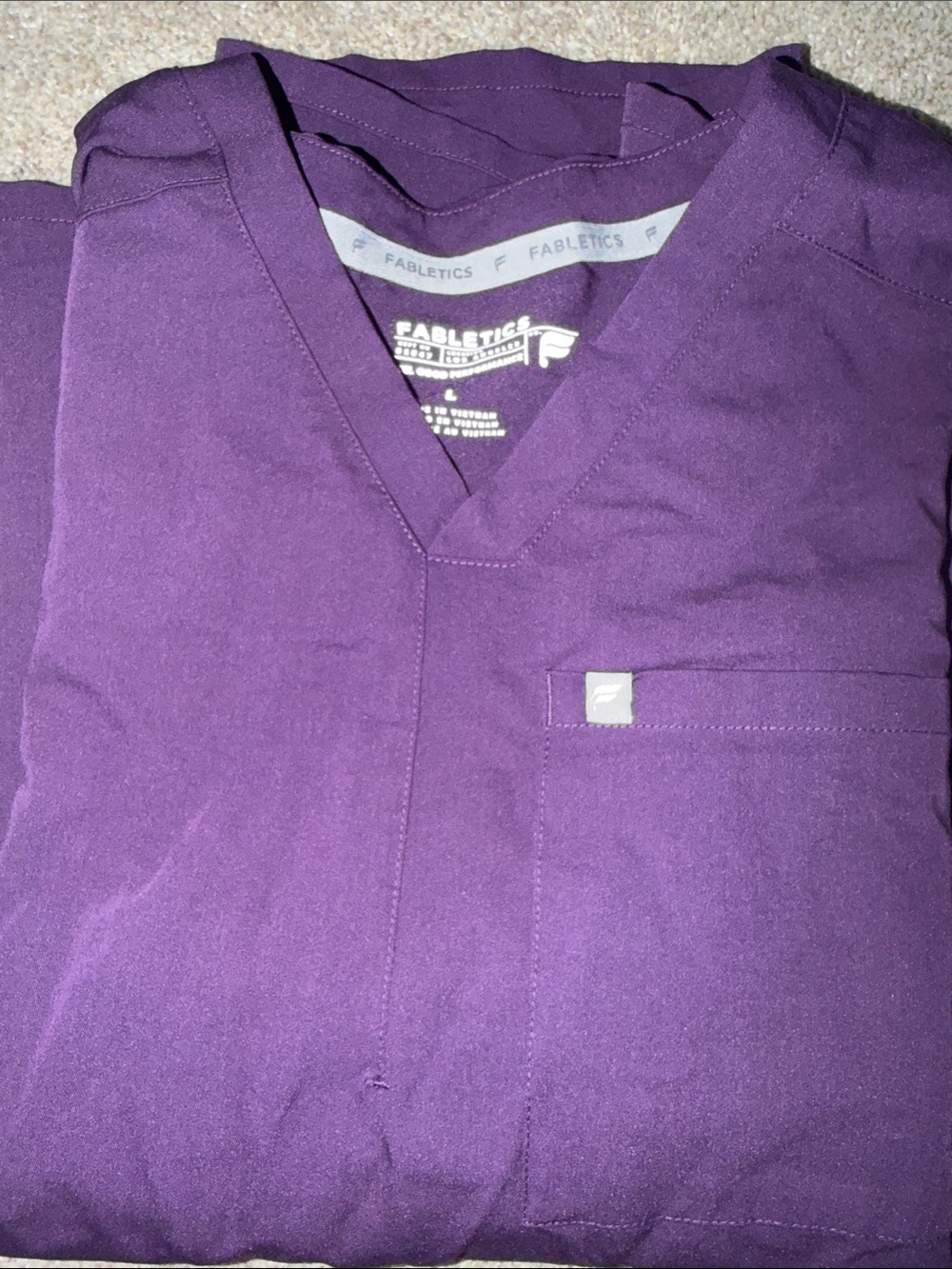Fabletics Deep Purple V-Neck Sweater with Chest Pocket
